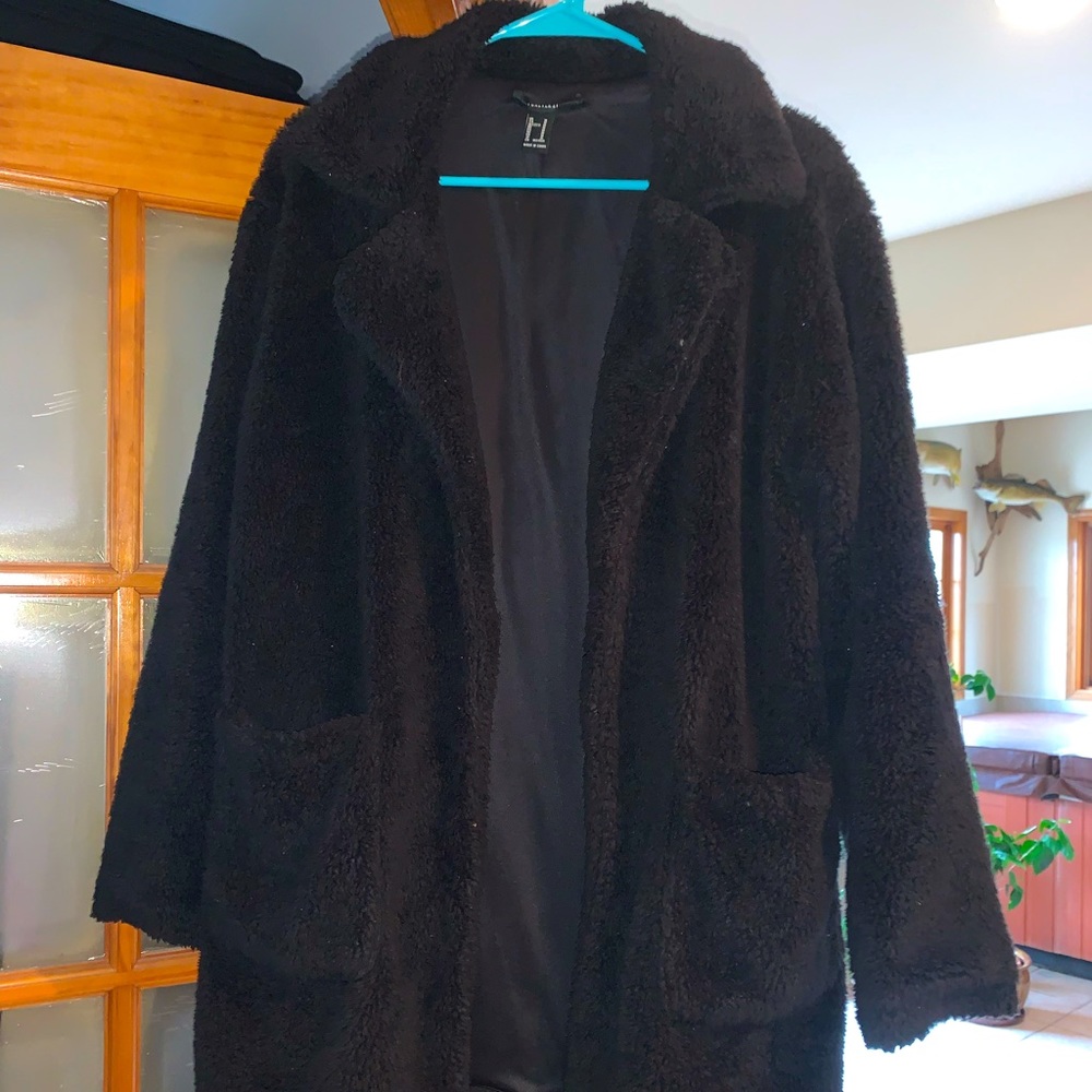 Black Fuzzy Jacket w/ Collar